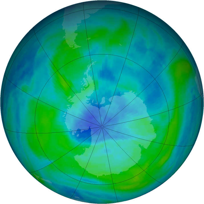 Antarctic ozone map for 14 March 1985